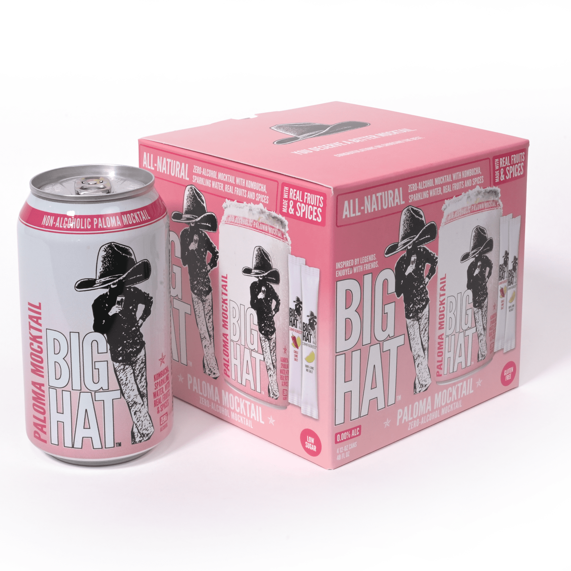 BIG HAT Paloma Mocktail, Non-Alcoholic 4 Pack, 12 fl oz Cans