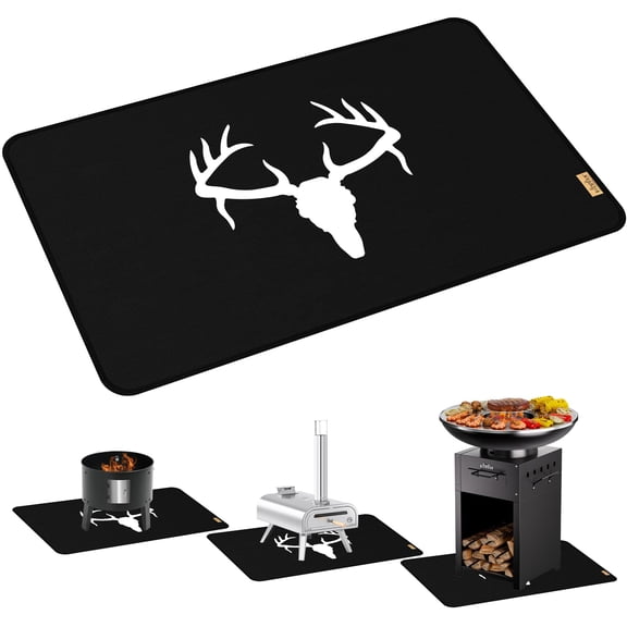 BIG HORN OUTDOORS 48"x30" Grill Mats for Outdoor Grill, Double-Sided Fireproof Grill Mat, Suitable Outdoor Cooking