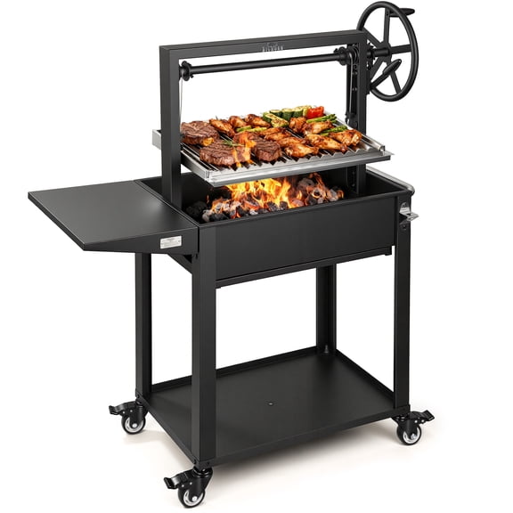 BIG HORN OUTDOORS Argentine Santa Maria Style Grill, Wood Fire & Charcoal Steel BBQ Grill (Parrilla Grill)