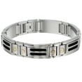 thumbnail image 1 of BIG Jewelry Co Men's Stainless Steel and 10K Gold Screw Detail Link Bracelet, 1 of 5