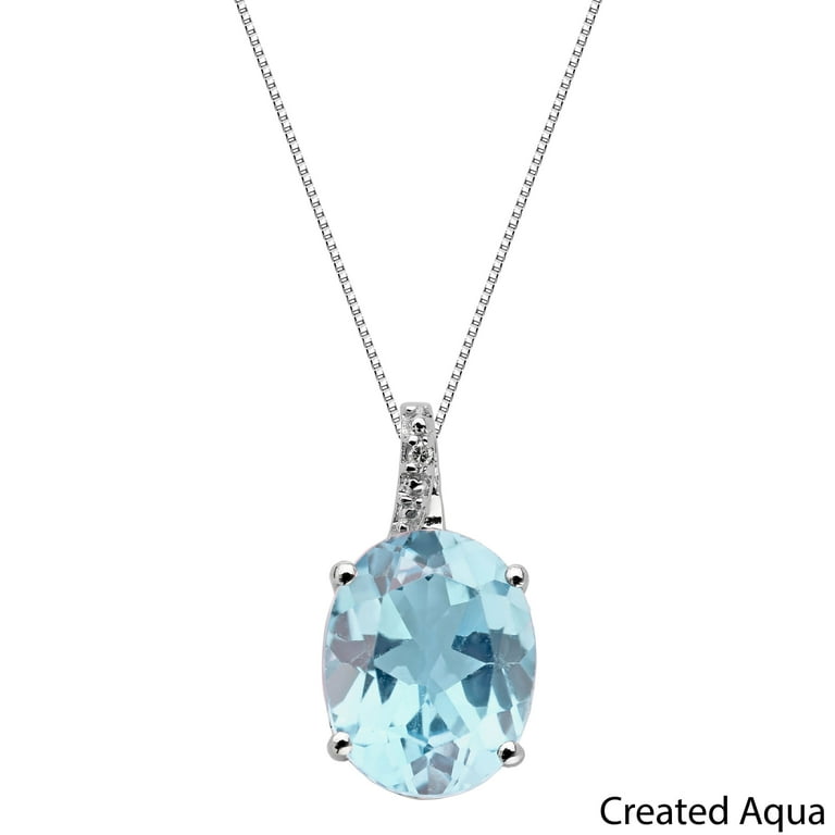 Sterling Silver Oval Gemstone and Diamond Accent Pendants Sterling Silver Oval Gemstone and Diamond Accent Pendants