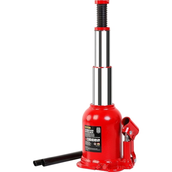 BIG RED 10 Ton Bottle Jack Double Ram Welded Hydraulic Car Jack ,Red,W812XR