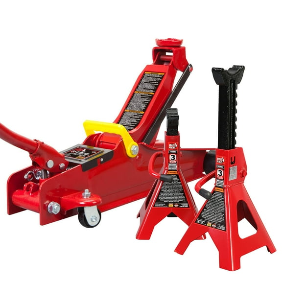 BIG RED 2.5 Ton Floor Jack and 3 Ton Jack Stand Combo for Car,Red