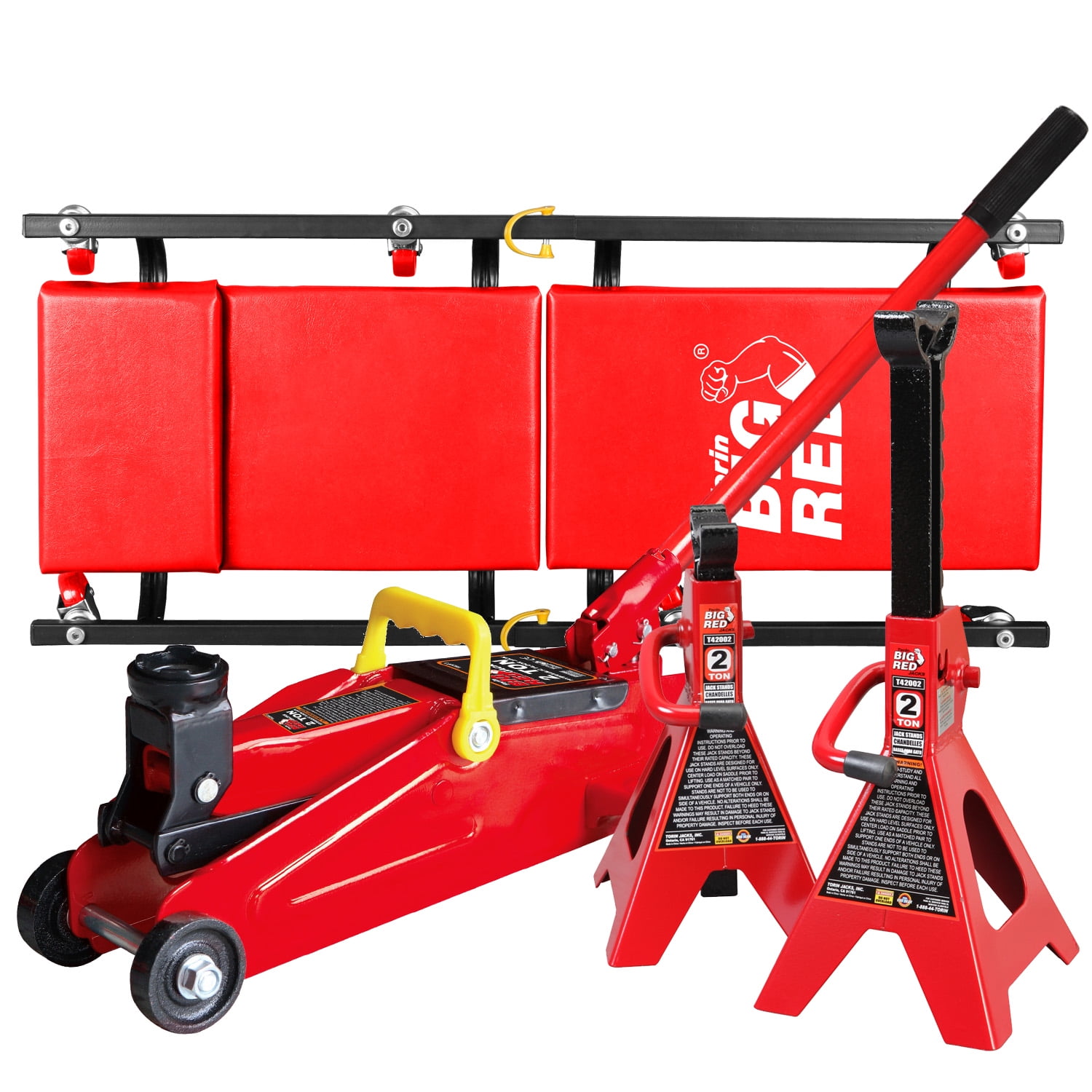 BIG RED 2 Ton Hydraulic Floor Jack Combo with 2 Jack Stands and Rolling