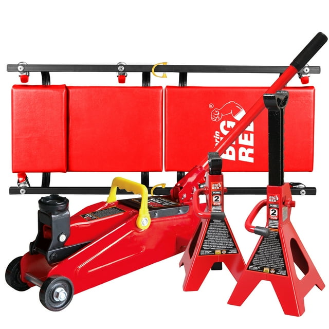 BIG RED 2 Ton Hydraulic Floor Jack Combo with 2 Jack Stands and Rolling