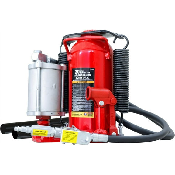 BIG RED 20 Ton Pneumatic Air Hydraulic Car Bottle Jack with Aluminum Alloy Pump,Red,WQ26
