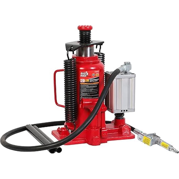 BIG RED 20 Ton Pneumatic Air Hydraulic Car Bottle Jack with Manual Hand Pump, Red, W9206R