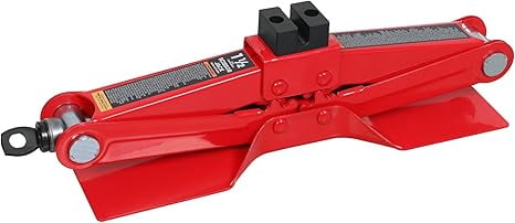 BIG RED AT10152S4R Torin Portable Steel Scissor Jack with S04 Engineering PVC Saddles: 1.5 Ton (3,000 lb) Capacity, Red