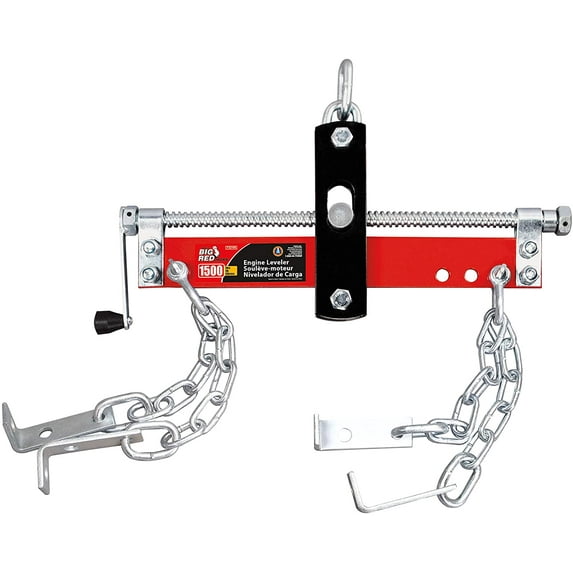 BIG RED Engine Hoist Shop Crane Accessory: Steel 3 Position Engine Leveler with Adjustable Handle 3/4 Ton (1500 lb) Capacity, Red, W321