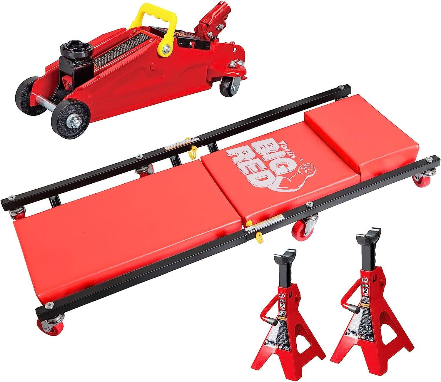 BIG RED Hydraulic Trolley Floor Service/Floor Combo with 2 Jack Stands