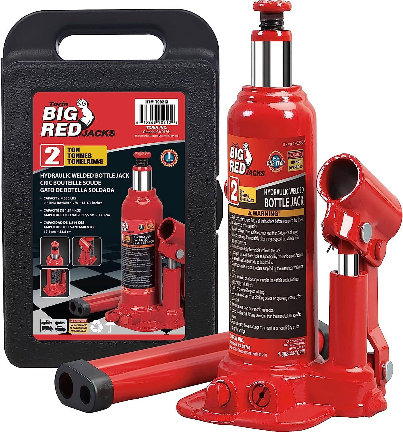 BIG RED Hydraulic Welded Bottle Jack with Blow Mold Carrying Storage