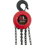 BIG RED Manual Hand Lift Steel Chain Block Hoist with 2 Hooks, 1 Ton (2,000 lb) Capacity, Red, W9010