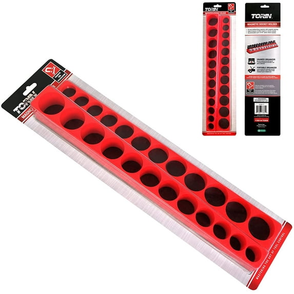 BIG RED Tool Storage Organizer: Magnetic Socket Rack, 3/8" Drive Sockets, W11T-CX