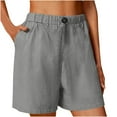 thumbnail image 1 of BIG SALE!! Womens Linen Casual Loose Elastic Drawstring Summer Beach Bermuda Pocketed Shorts Womens Casual Solid Side Pockets Pants Shorts Elastic Waist Pockets Daily Shorts Grey Xxl, 1 of 5