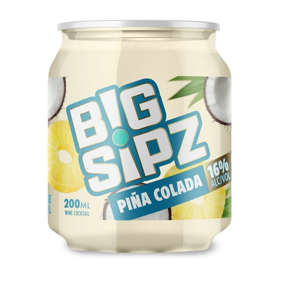 Big Sipz Pina Colada 200ml Plastic Cup - Tropical Flavored Beverage