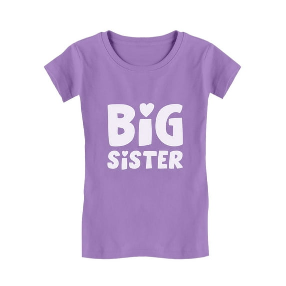 BIG SISTER - Elder Sibling Gift Idea Cute Toddler/Kids Girls' Fitted T-Shirt 4T Lavender