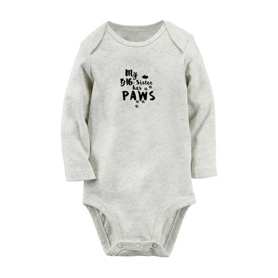MY BIG SISTER HAS PAWS Funny Rompers, Newborn Baby Unisex Bodysuits, Infant Jumpsuits, Toddler 0-12 Months Kids Long Sleeves Oufits (Gray, 6-12 Months)