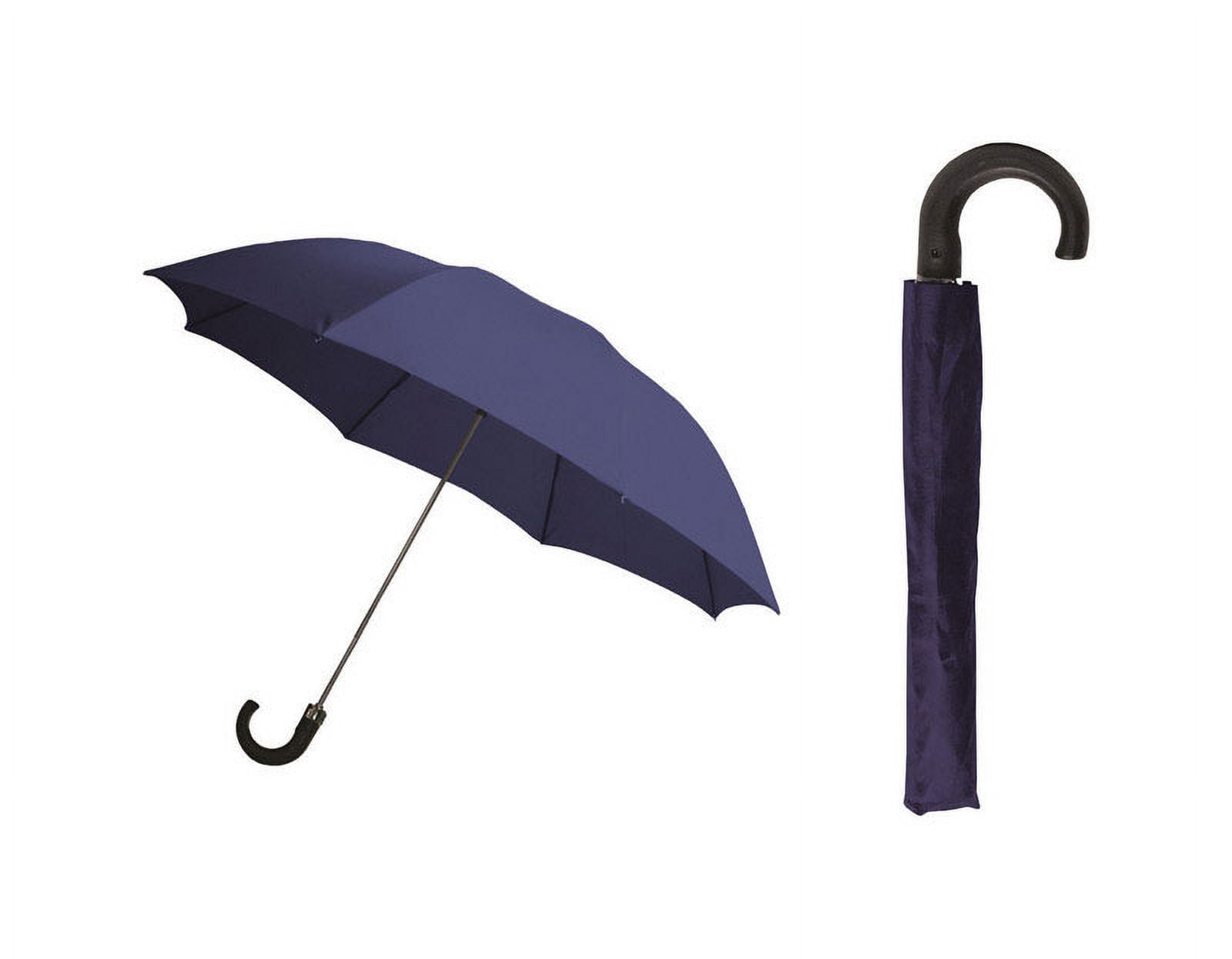 Compact Navy Blue Automatic Open Umbrella with Plastic Handle