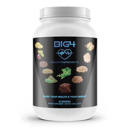 BIG4 Health Ingredients - Your meal replacement with 26 grams of protein - Superfood with collagen building, high in antioxidants and vitamins- Boost your health and energy - 30 servings & X-large