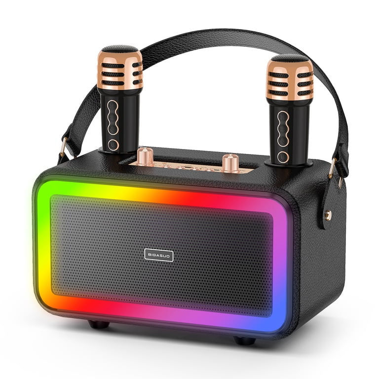 BIGASUO ポータブルカラオケマシン Free Shipping! BIGASUO Portable Bluetooth Karaoke Machine with 2
