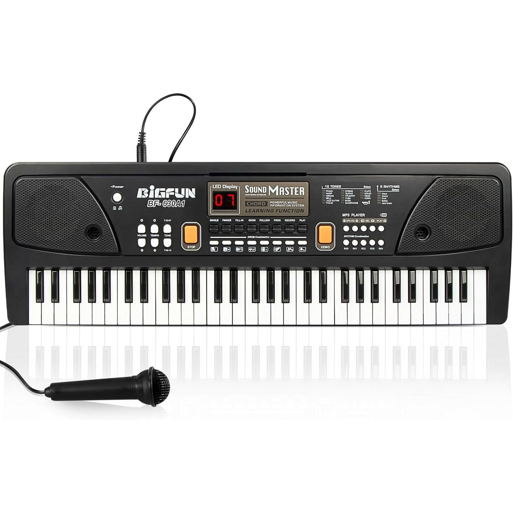 BIGFUN 61 Keys Keyboard Piano, Children's Piano Keyboard, Portable Electronic Digital Piano with Built-in Singel Speaker Microphone, Education Musical Instrument Gift for Kids Boys Girls