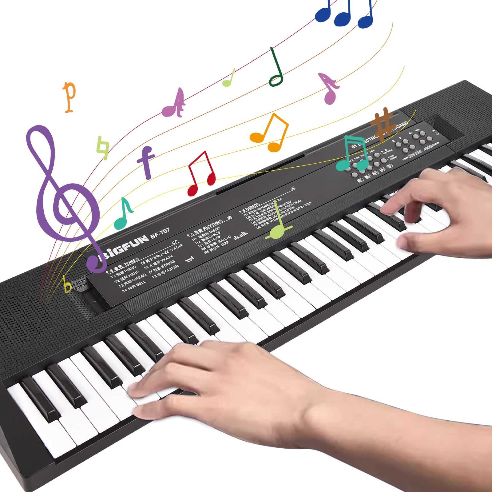 BIGFUN 61 Keys Kids Piano Keyboard, Keyboard Piano Toys with Microphone Portable Electronic Piano Keyboard Educational Piano Toy Gift for Boys Girls Toddlers