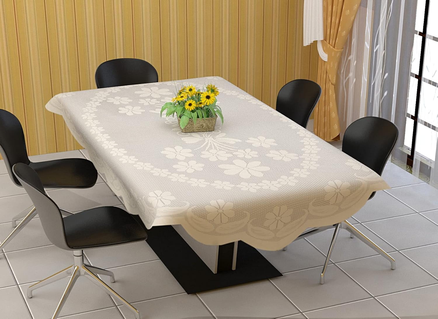 BIGGER FISH Poly Cotton Decorative Hand Made Victoria Star Oval Dining ...