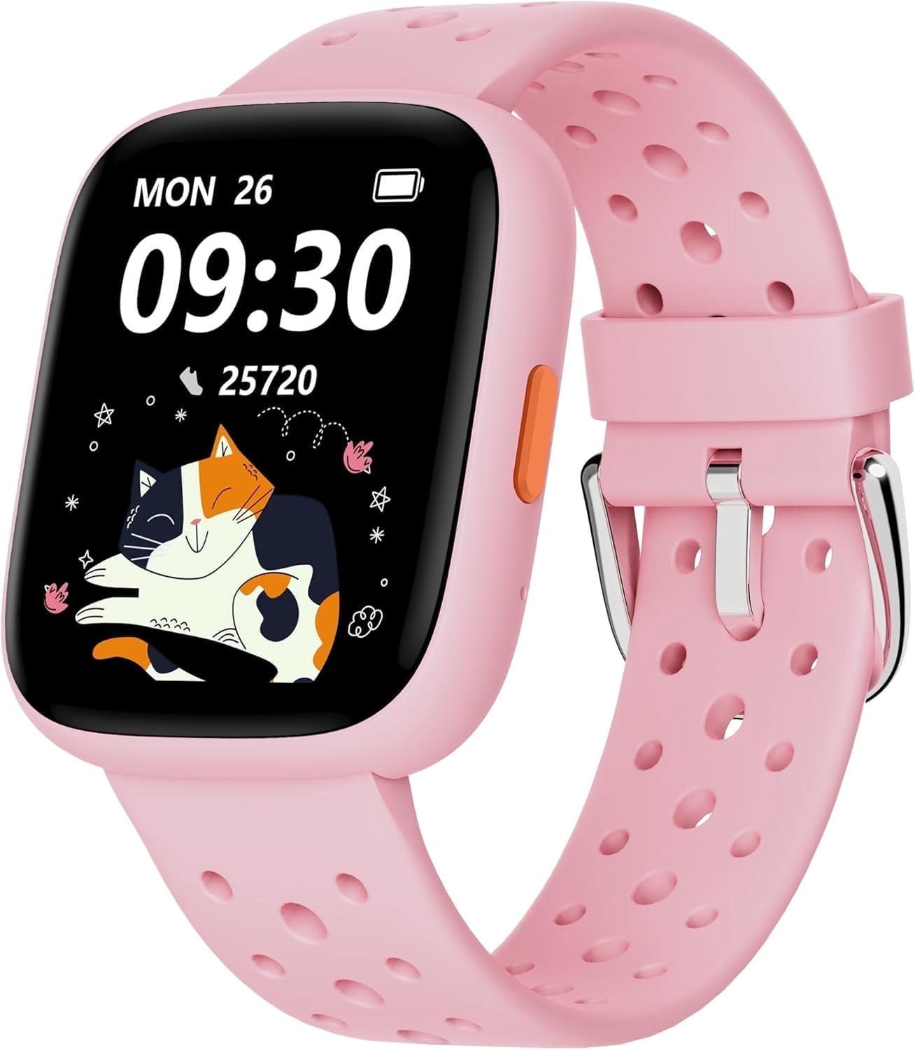 BIGGERFIVE Smart Watch for Kids No APP No Phone Needed, 1.8" Fitness Tracker Watch Pedometer, Sleep Monitor, IP68 Waterproof, Step Counter, Puzzle Games for Girls Boys Teens 5-16, Pink