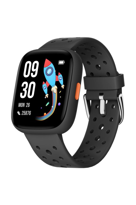 Smart Watch for Kids No APP No Phone Needed, 1.8" Fitness Tracker Watch Pedometer, Sleep Monitor, IP68 Waterproof, Step Counter, Puzzle Games for Girls Boys Teens 5-16, Black