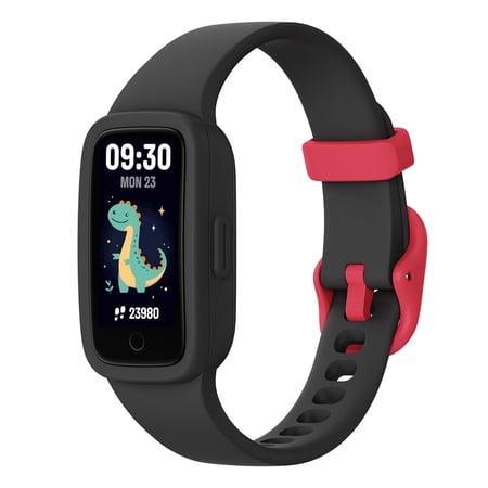 BIGGERFIVE Vigor 3 Kids Fitness Tracker Watch, AMOLED Screen, No App No Phone Needed, 3ATM Waterproof, Heart Rate and Sleep Monitor, Pedometer Watch, Sports Step Counter for Girls Ages 5-15, Black