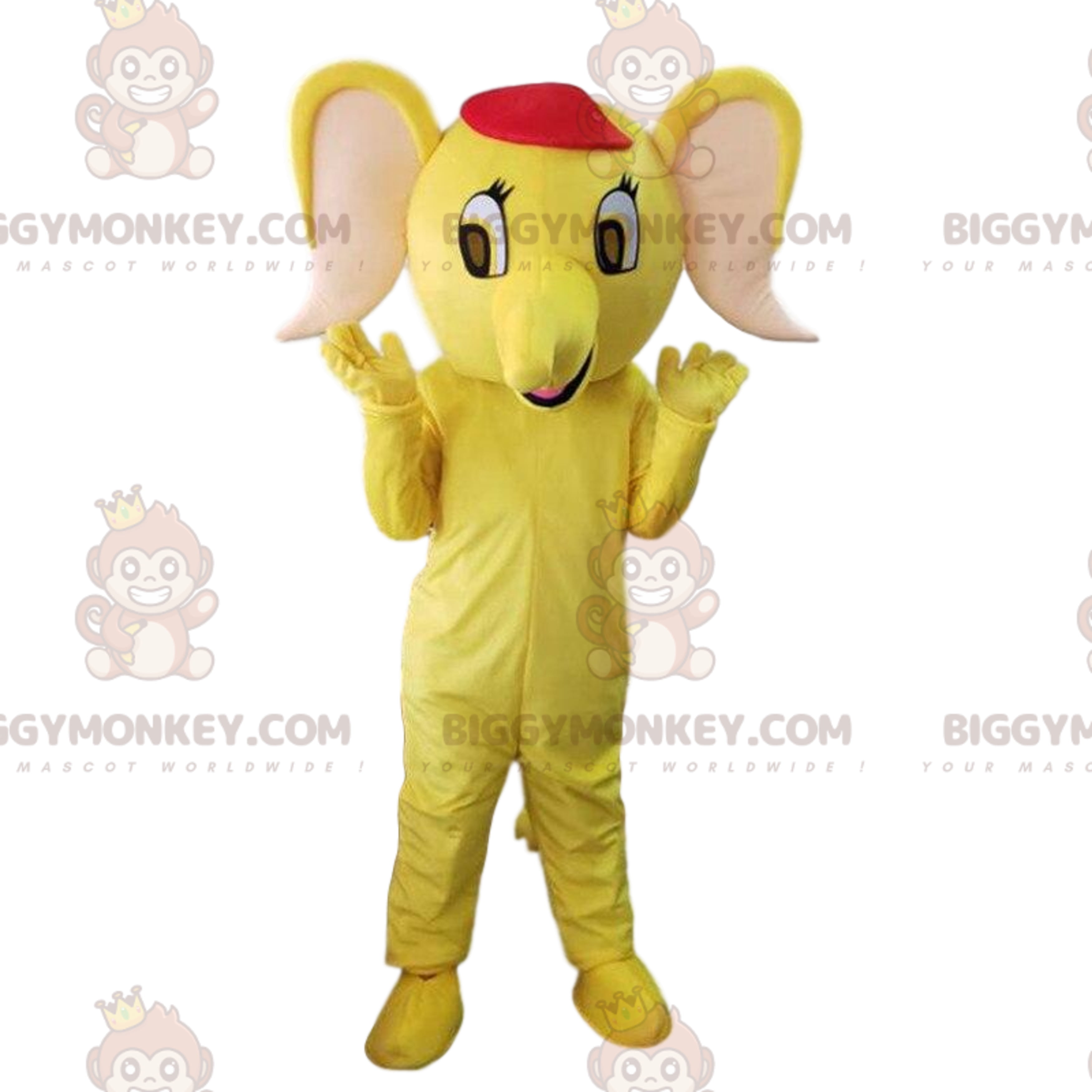 BIGGYMONKEY™ yellow elephant mascot costume, yellow baby elephant costume