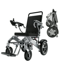 BIGHAV Electric Wheelchairs for Adults Lightweight Foldable, All Terrain Portable Motorized Power Wheelchair, Aluminum, Silver