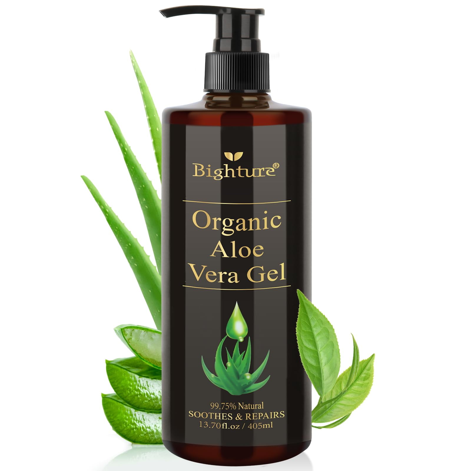 BIGHTURE Aloe Vera Gel for Sunburn Relief, Organic Aloe Vera Gel for Moisturizer Skin, 99.75