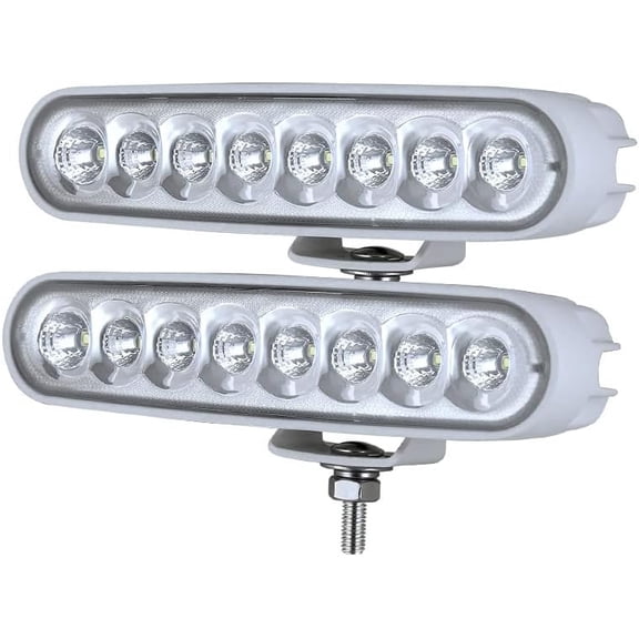 BIGLIONX 6.5 Inch Flood LED Light Bar, 2 count 80W 8600LMS Slim Deck Dock Marine Lamp, IP69K 12V 24V Super Bright for Boat  Off-Road  SUV (White)