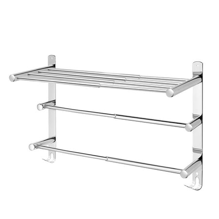 BIGLUFU Adjustable Towel Bar Extendable 43-78CM Stainless Steel Adjustable Towel Rack for Bathroom Kitchen Towel Rack (3-Layer Shelf)