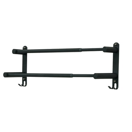 BIGLUFU Adjustable Towel Bar Extendable 43-78CM Stainless Steel Adjustable Towel Rack for Bathroom Kitchen Towel Rack (Black 2 layer)