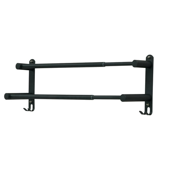 BIGLUFU Adjustable Towel Bar Extendable 43-78CM Stainless Steel Adjustable Towel Rack for Bathroom Kitchen Towel Rack (Black 2 layer)