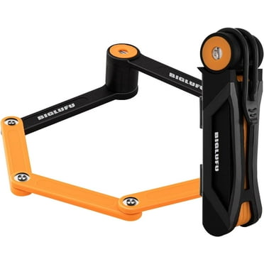 BIGLUFU Bike Lock Bicycle Scooter Motorcycle Folding Locks with 4Keys, Fold Chain Heavy Duty Alloy Steel Foldable Lock with Mounting Bracket 1pc Straps, 86cm/34" Unfolding, 1.92 lbs