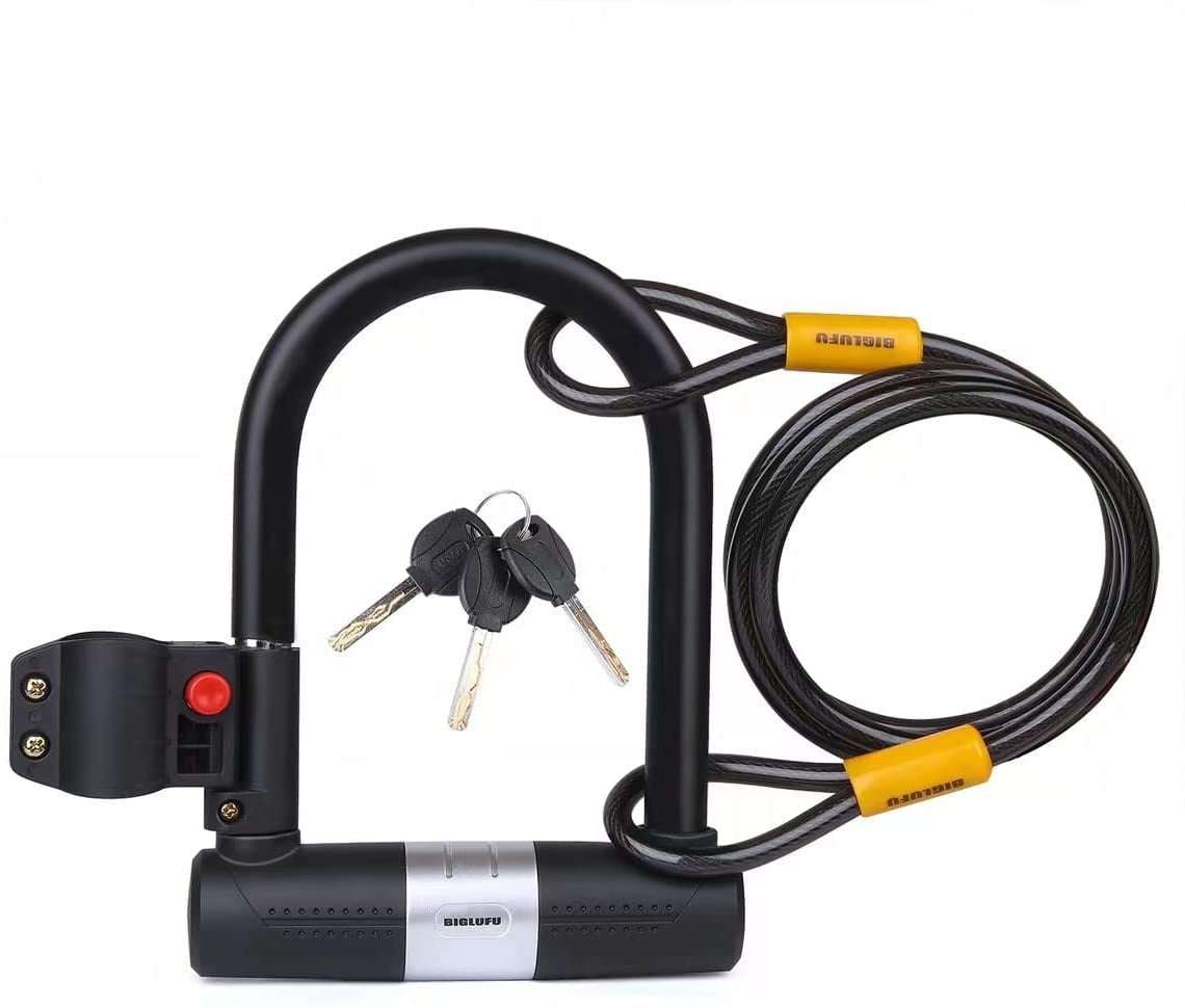 BIGLUFU Bike Locks 10mm Heavy Duty U Lock with ULock Shackle and