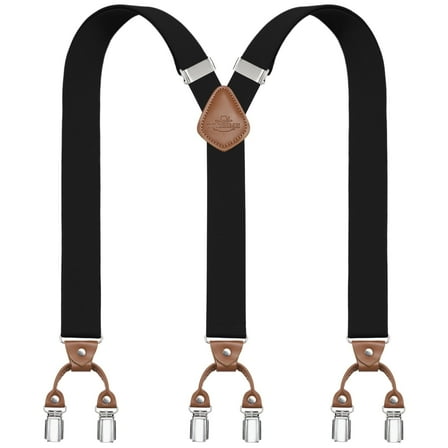 BIGLUFU Men's Suspenders, Y-Shaped Heavy Duty Suspenders – 6 Metal Clips, Elastic Straps Perfect For Both Casual and Formal