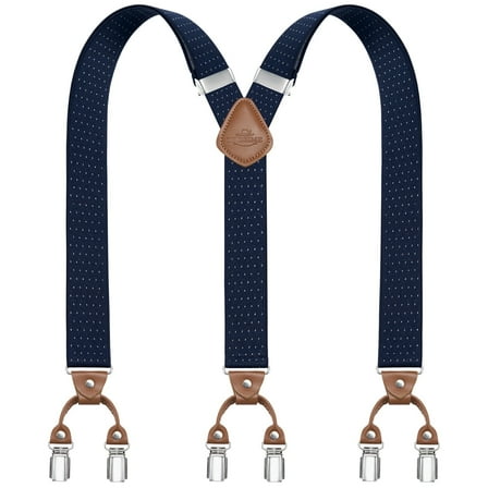 BIGLUFU Men's Suspenders, Y-Shaped Heavy Duty Suspenders – 6 Metal Clips, Elastic Straps Perfect for Both Casual and Formal