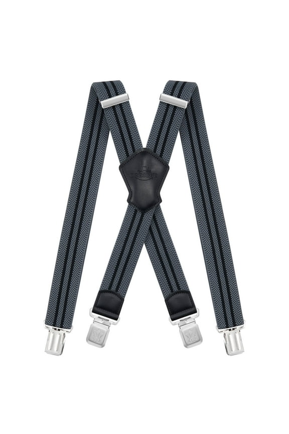 Men's Suspenders, with Heavy Duty Clip Wide X-Back for Work Adjustable Suspenders （Black Grey）