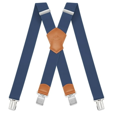 BIGLUFU Men's Suspenders, with Heavy Duty Clip Wide X-Back for Work Adjustable Suspenders （Blue）
