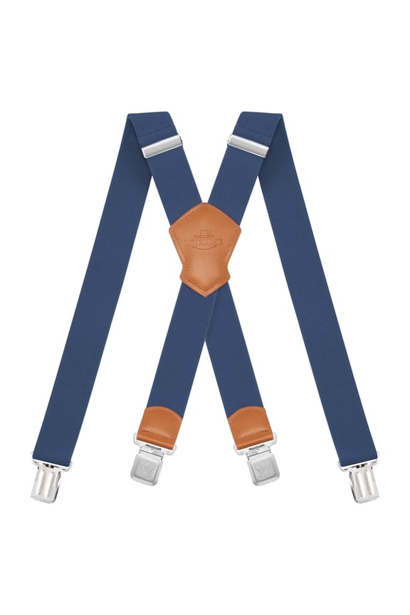 Men's Suspenders, with Heavy Duty Clip Wide X-Back for Work Adjustable Suspenders （Blue）