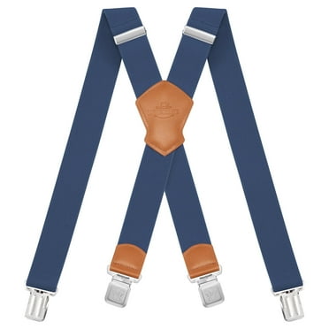 BIGLUFU Men's Suspenders, with Heavy Duty Clip Wide X-Back for Work Adjustable Suspenders （Blue）