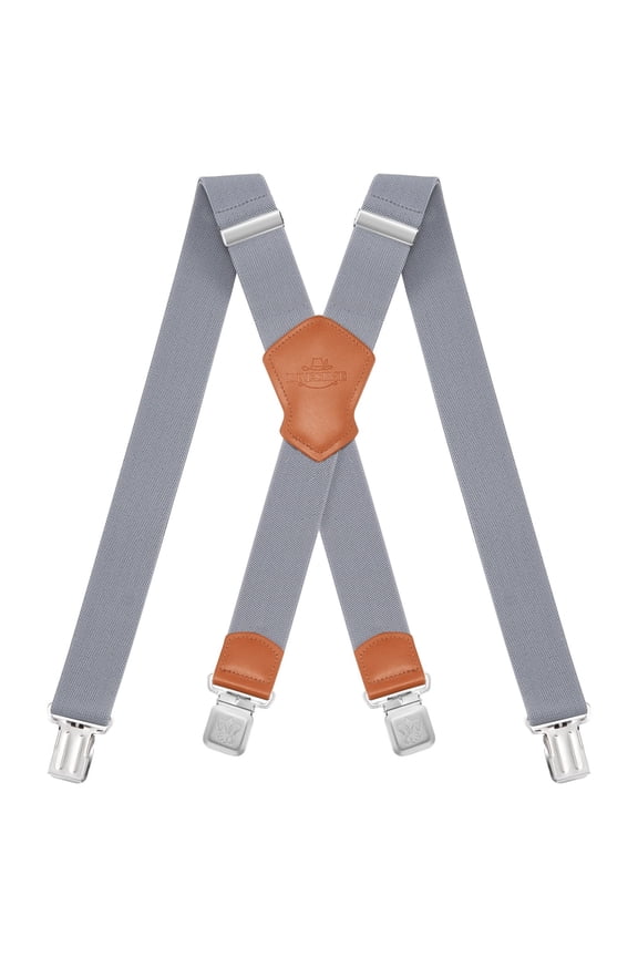 Men's Suspenders, with Heavy Duty Clip Wide X-Back for Work Adjustable Suspenders (Grey)