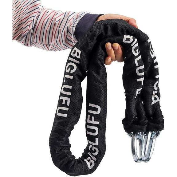 BIGLUFU Motorcycle Lock Chain Locks Heavy Duty 120cm/4ft Long, Hardened Steel 12mm Thick Chains for, Motorbike, Bike, Generator, Gates, Scooter