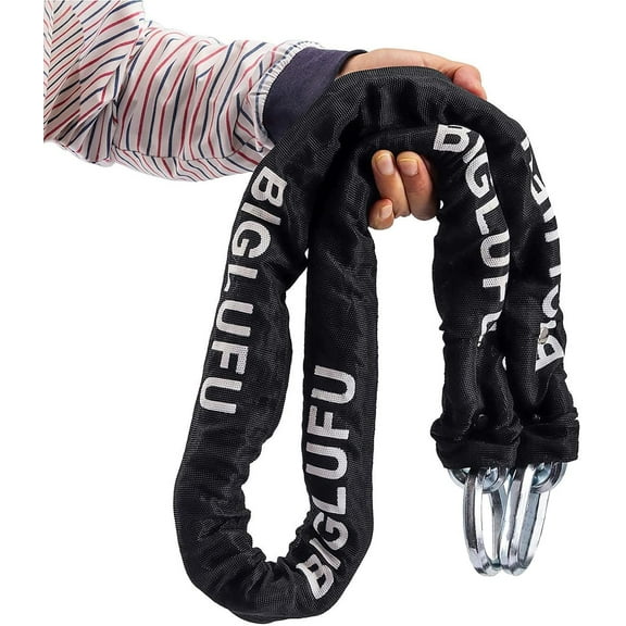BIGLUFU Motorcycle Lock Chain Locks Heavy Duty, 150cm/5ft Long, Cut Proof 15mm Square Chains, Ideal for Motorcycles, Motorbikes, Bikes, Generator, Gates, Bicycle, Scooter.