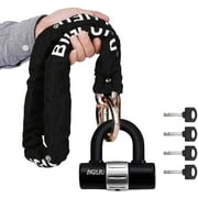 BIGLUFU Motorcycle Lock Chain Locks Heavy Duty 3ft Long, Cut Proof 0.4 inch Thick Colorful Square Chains with 4 Keys 16mm U Lock for Motorcycles, Bike, Generator, Gates