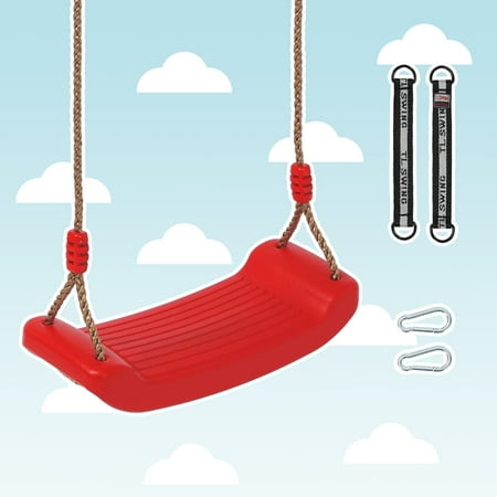 BIGLUFU Plastic Swing Seat with Adjustable Rope, Kids Tree Swing Seat, Swing Set Accessories for Outdoor Indoor, Tree, Backyard, Playground(Red)